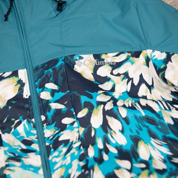 COLUMBIA ARCTIC TRIP Interchange 3 in 1 Omni Tech Jacket Women's M Blue Floral - Picture 2 of 10